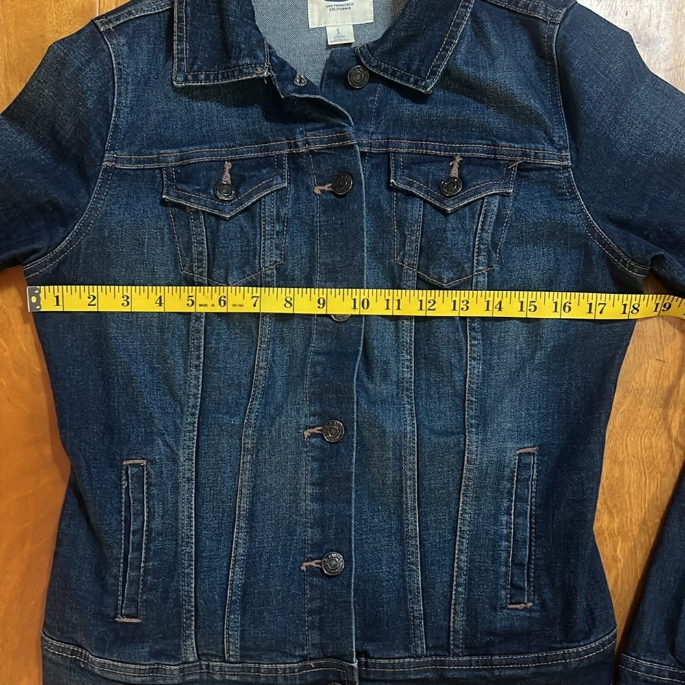 Old Navy Y2K Blue Denim Jean Jacket Size S Tall Coastal Tailored Fit Nautical - Picture 7 of 13